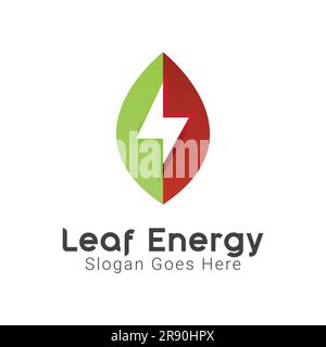 Leaf Energy Logo Design Natural Energy Logotype Leaf with Fire Logo Stock Vector