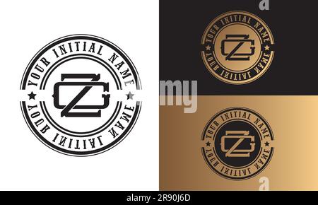 Luxury Initial ZC or CA Monogram Letter Text Logo Streetwear Fashion ZC Initial Logotype Traditional Initial Font Stock Vector