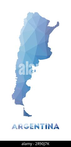 Low poly map of Argentina. Geometric illustration of the country. Argentina polygonal map. Technology, internet, network concept. Vector illustration. Stock Vector
