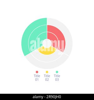 Radial infographic diagram design template with three rings Stock Vector