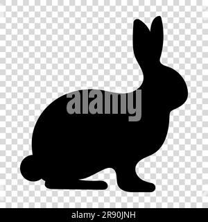 Black silhouette rabbit. Vector illustration isolated on transparent background Stock Vector