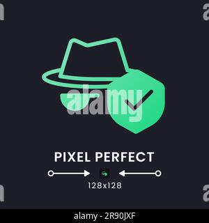 Virtual private network green solid gradient desktop icon on black Stock Vector