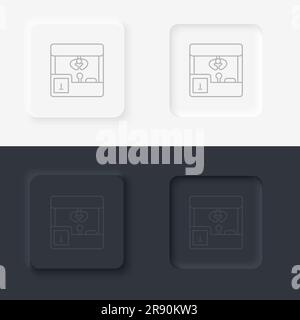Claw machine game retro. Neumorphic style button line icon Stock Vector