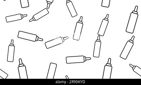 Cute vector seamless pattern background with cartoon style mustard bottle sauce. Stock Vector