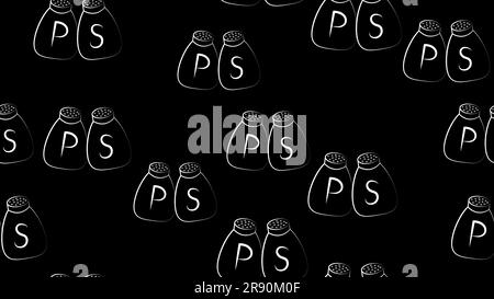 pepper Salt sugar shaker bottle seamless pattern wallpaper background. Stock Vector
