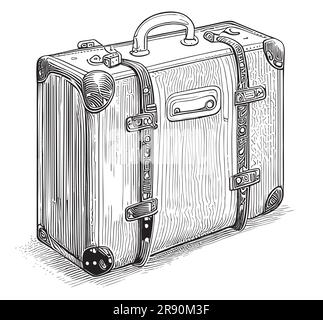 Suitcases Vector Drawing Vintage Travel Bag And Modern Suitcase On Wheels  The Concept Of Travel Vacation