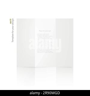 White blank paper brochure. Trifold paper isolated on white background. Vector illustration. EPS 10. Stock Vector