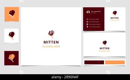 Mitten logo design with editable slogan. Branding book and business card template. Stock Vector