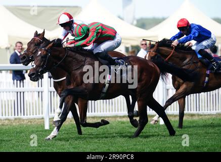 Okita Soushi ridden by Ryan Moore (front left) wins The Duke Of Edinburgh Stakes during day four of Royal Ascot at Ascot Racecourse, Berkshire. Picture date: Friday June 23, 2023. Stock Photo