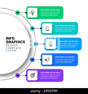 Infographic template with icons and 5 options or steps. Circle. Can be used for workflow layout, diagram, banner, webdesign. Vector illustration Stock Vector