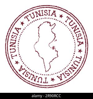 Tunisia stamp. Travel red rubber stamp with the map of the country ...