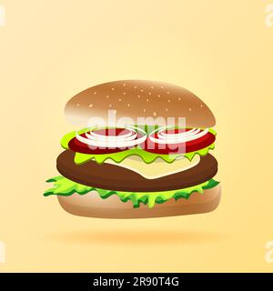 Juicy burger on delicious background for advertising vector image Stock Vector