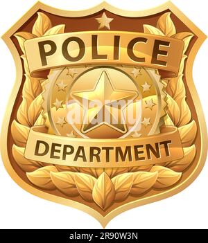 Police Badge Shield Star Sheriff Cop Crest Symbol Stock Vector