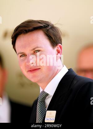 Trainer Joseph Patrick O'Brien after Okita Soushi ridden by jockey Ryan Moore wins the Duke of Edinburgh Stakes during day four of Royal Ascot at Ascot Racecourse, Berkshire. Picture date: Friday June 23, 2023. Stock Photo