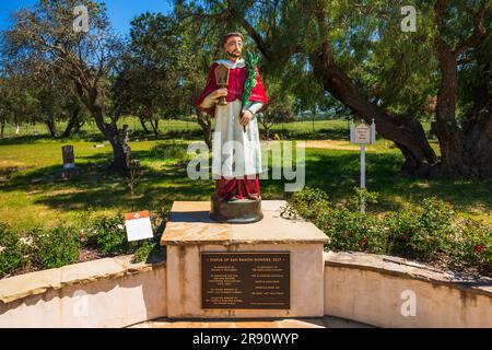 Statue of San Ramon at the Chapel of San Ramon, Santa Barbara County ...