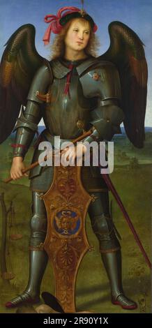 The Archangel Michael, painting in oil and gold on panel by Juan ...