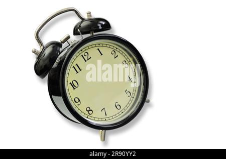Alarm clock with no hands, close up, isolated on white background Stock Photo