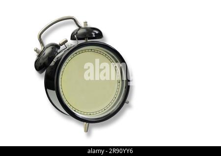 Blank alaram clock, close up, isolated on white background Stock Photo