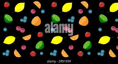 Seamless vector pattern. Bright tropical citrus fruit berries. EPS10 vector. Stock Vector