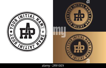 Luxury Initial AP or PA Monogram Letter Text Logo Streetwear Fashion AP Initial Logotype Traditional Initial Font Stock Vector