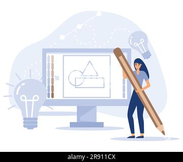 Digital marketing copywriting concept, Content creation, ad writing, logo design, blog post, social media, company website, viral content, flat vector Stock Vector