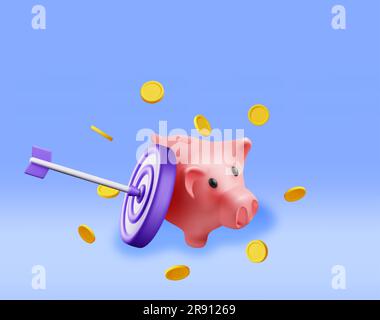 3D Piggy Bank with Dart Target Stock Vector Image & Art - Alamy