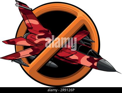 A ban on the use of jet fighters. Vector image isolated on a white background. Stock Vector