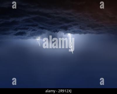stormy night sky with lightning Stock Photo