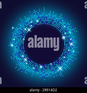 Circle sound wave. Music circular neon graphic. Abstract audio equalizer. Spectrum frequency effect. Vector illustration. Stock Vector
