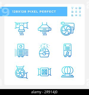 Air filtration gradient linear vector icons set Stock Vector