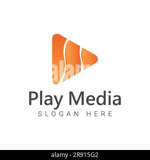 Play Media Logo Design Play Button Logo TV Show Playing Stock Vector