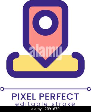 Location pin pixel perfect RGB color ui icon Stock Vector
