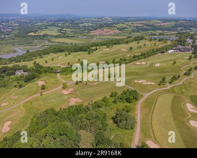 Aerial views of The Celtic Manor Resort Hotel and International Convention Centre Wales in Newport, Gwent, Wales, UK: Phillip Roberts Stock Photo