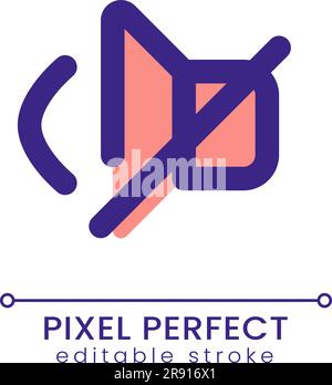 Mute sound pixel perfect RGB color ui icon Stock Vector