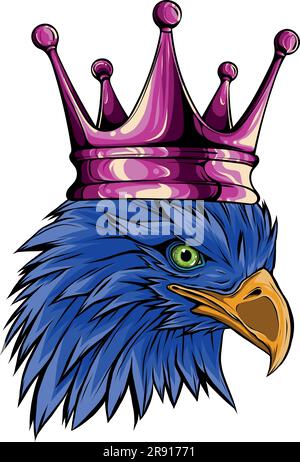 monochromatic The Vector logo queen of eagles. Cute crown print style eagle  of background Stock Vector Image & Art - Alamy