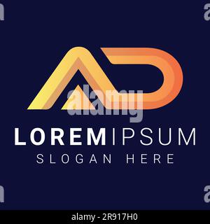 3D AD or DA Initial Logo Design Company Logotype Stock Vector