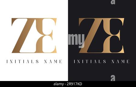 Luxury Initial ZE or EZ Monogram Text Letter  Logo Design Stock Vector