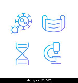 Virus prevention and treatment pixel perfect gradient linear vector icons set Stock Vector