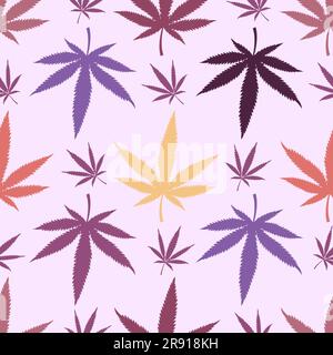 Cannabis seamless pattern. Marijuana leaves hemp background. Vector Stock Vector