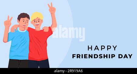 flat design friendship day illustration horizontal banner Stock Vector