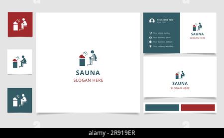 Sauna logo design with editable slogan. Branding book and business card template. Stock Vector