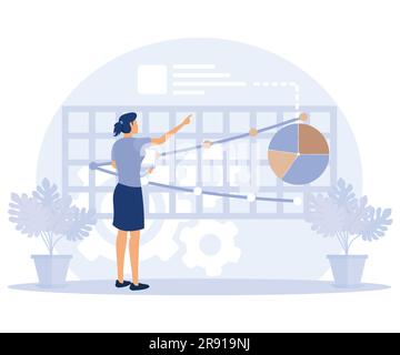 Social media analysis concept, Social network monitoring, competitive analysis, copy optimization, brand reputation, engagement, flat vector modern il Stock Vector