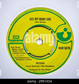 Centre label of the seven inch single version of See My Baby Jive by Wizzard, which was released in 1973 Stock Photo