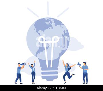 Earth day concept, earth hour, save energy and planet, world earth hour on March, flat vector modern illustration Stock Vector