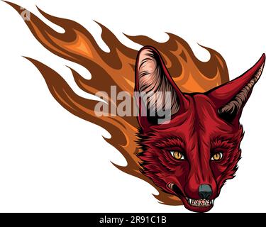 vector Illustration of fox head with flames Stock Vector