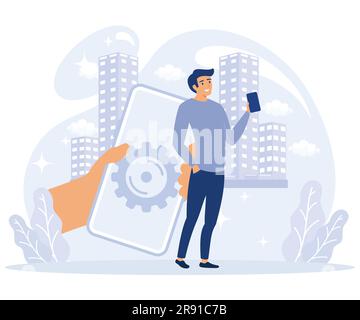 Software development concept, interactive design visualization, usability engineering, web design, flat vector modern illustration Stock Vector