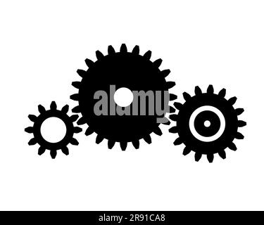 Gears isolated icon. Three cogwheels vector flat design icon. Mechanical engineering vector. Stock Vector