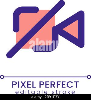 Turn off camera pixel perfect RGB color ui icon Stock Vector