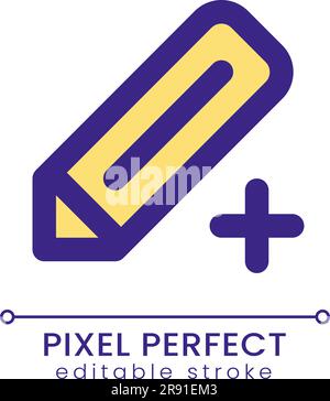 Pencil and plus pixel perfect RGB color ui icon Stock Vector