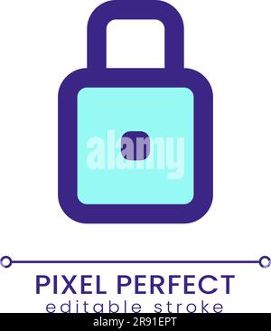 Padlock pixel perfect RGB color ui icon Stock Vector